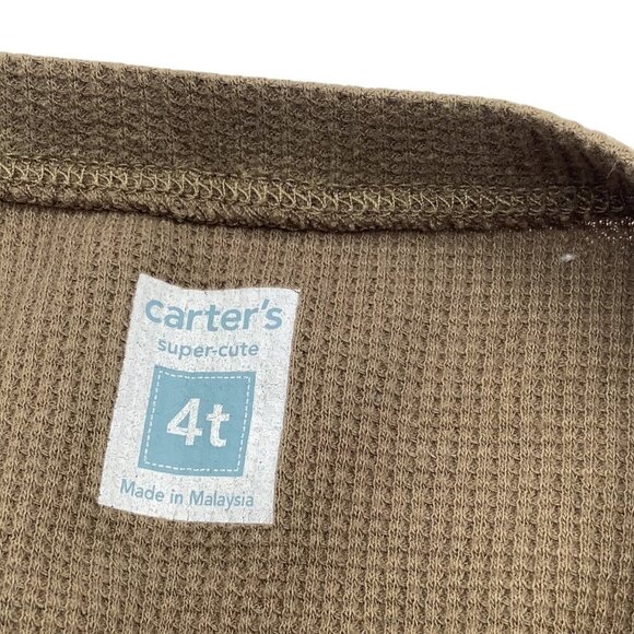 Carters Toddler Girls Muscle Tank Top Size 4T Green Waffle Knit Button Front - Picture 3 of 7